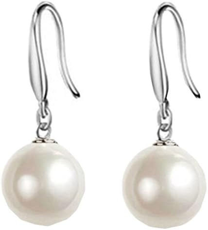 Sterling Silver Shell Pearl Hook Lock Earrings