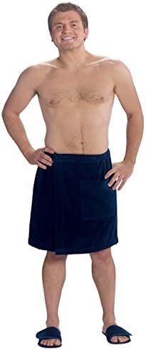 Men's Terry Velour Cotton Super Absorbent Spa/Body Wrap (1 Wrap, Navy)