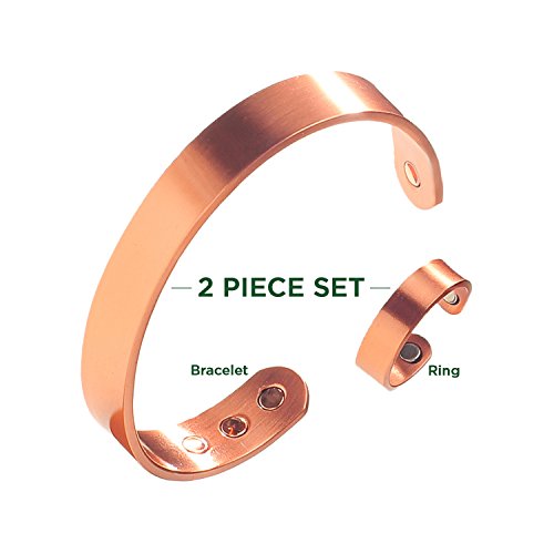 Earth Therapy Elegant Pure Copper Magnetic Ring & Bracelet for Arthritis Relief, 2.0 Ounce