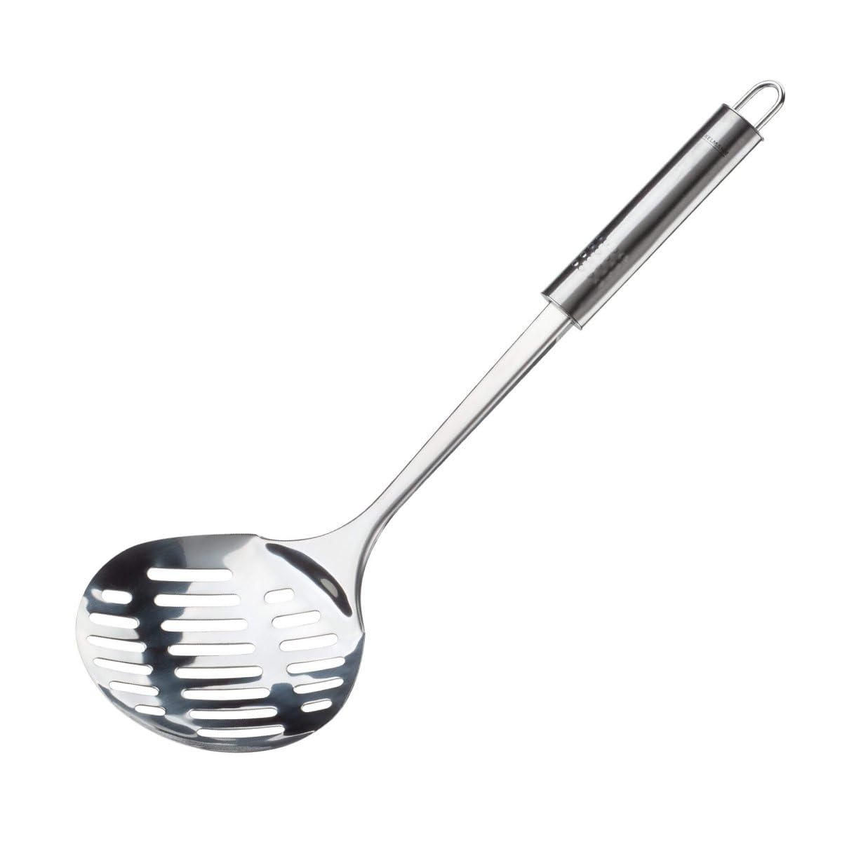 Fackelmann OPAL Skimmer, Food Strainer & Server, Fine Small Slotted Holes for Draining, Stainless Steel, 35x11.5x2.5cm, Silver