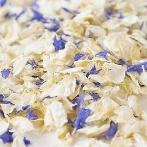 Natural Biodegradable Delphinium Wedding Confetti - 26 Colours Available (Cream & Blue Cornflower, 1 Litre)