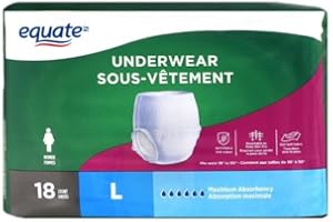 Equ~ate Women's Protective Underwear, Maximum Absorbency, Large, White, 360° Stretch, 18 Count