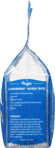 LUNDBERG ORGANIC CALIFORNIA SUSHI RICE – SHORT GRAIN RICE, WHITE JAPANESE-STYLE STICKY RICE FOR PERFECT SUSHI ROLLS, RICE BOWLS, AND MOCHI, WHITE RICE GROWN IN CALIFORNIA, 32 OZ