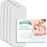 Wonderful Walrus BAMBOO BURP CLOTHS Set of 4. Magically Absorbent and Super Soft for baby. Large, Dye-free, Natural White.