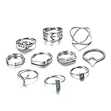 RINHOO FRIENDSHIP 10PCS Bohemian Retro Vintage Crystal Joint Knuckle Ring Sets Finger Rings (Style 3)