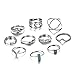 RINHOO FRIENDSHIP 10PCS Bohemian Retro Vintage Crystal Joint Knuckle Ring Sets Finger Rings (Style 3)