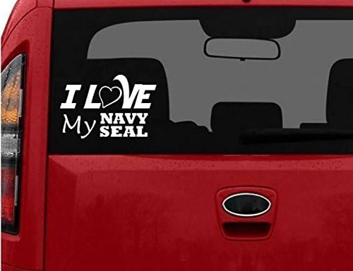StickerLoaf Brand CUSTOM I LOVE MY NAVY SEAL car truck Laptop Heart Decal Sticker decals sticker Military USN Naval Officer War Hero Soldier SEAL TEAM Retired US Veteran Recruit USA