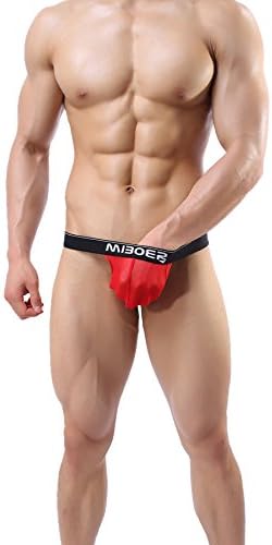 MIBOER58 Men's Sexy Underwear Modern Transparent Thong &amp; G-String Low Rise T-Back Bikini Briefs Swimsuit (L, Red)