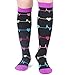 3 Pairs Moderate Compression Socks Women 15-20mmHg Wide Calf Ladies' Knee High Compression Stockings Fashion Support Socks for Sports, Exercise, Gym, Running, Nurses, Maternity, Pregnancy, L/XL