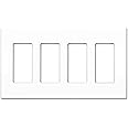 NEU 4-Gang Screwless Decorator Wall Plates Child Safe Outlet Cover, 4.75" x 8.25", Unbreakable Polycarbonate Thermoplastic, Glossy White