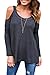 Alvaq Womens Cold Open Shoulder Long Sleeve Plus Size Loose Top Blouse S XL Black