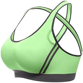 Women's Girls Padded Push up Sports Bra Moving Comfort Workout Yoga Top(Green,L)