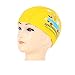 Peacoco Lycra Swim Cap PU Swimming Cap for Kids Girls Boys and Youth Waterproof Swim Caps Protective Ear Caps-Keep Long Hair Dry-Training and Racing