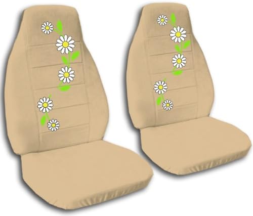 2 tan daisy car seat covers for a 2000 Honda Civic.