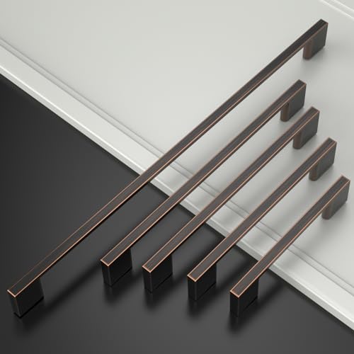 Amerdeco 6 Pieces Oil Rubbed Bronze Handles 160 mm for Cabinets Black - Stainless Steel Handles for Drawers and Sliding Doors - Furniture Handles
