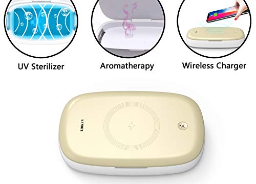 LIOKEN UV-C Cell Phone Sterilizer and QI Wireless Charger, Aromatherapy 3 in 1-Gold