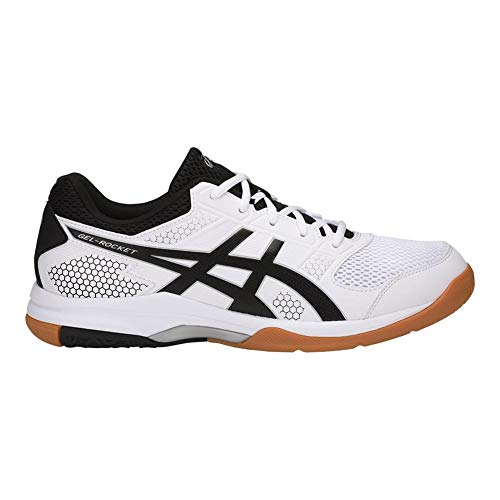 ASICS GelRocket 8 Men's Volleyball Shoes, White/Black/Silver, 8.5 D(M) US