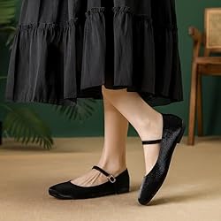 Dear Time Women's Satin Mary Jane Shoes Square Toe