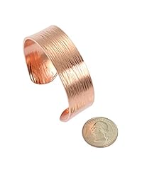 Chased Cuff pulsera de Cobre 100% cobre macizo   7 año Aniversario Regalo