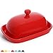 Sweese 306.104 Porcelain Cute Butter Dish with Lid, Perfect for East / West Butter, Red