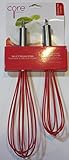 Core Kitchen Stainless Steel & Silicone 2pc Whisk Set - Red
