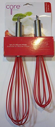 Core Kitchen Stainless Steel & Silicone 2pc Whisk Set - Red