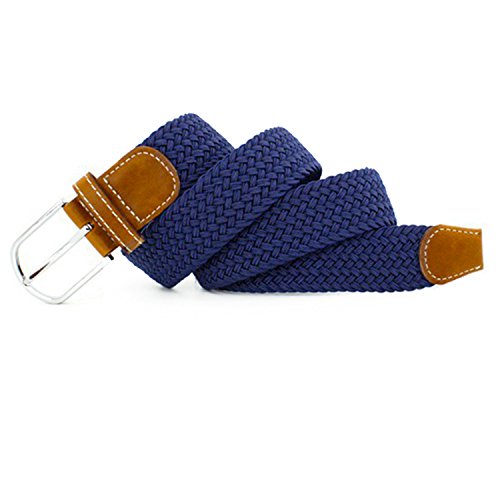 2 Pack Womens Canvas Elastic Fabric Woven Stretch Multicolored Braided Belts