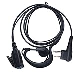 Arama A100M01 G Shape Soft Ear Hook Earpiece Headset with Push To Talk and Microphone for Motorola Talkabout Dual Pin 2 Way Radio