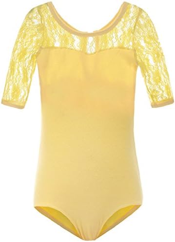 2018 Baby Kids Girls Ballet Dancer Half Sleeves Dancewear Lace Flower Gymnastics Leotard Stretch Dancing Training Costume