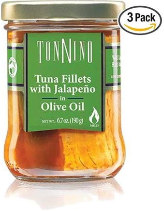 Tonnino Tuna Fillets with Jalapeno in Olive Oil, 6.7 oz Jar - Pack of 3