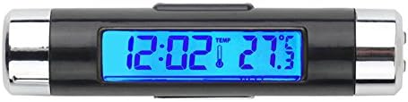 Car Dash Air Vent LCD Digital Blue Backlight Automotive Thermometer Clock Calendar, Button Battery Included
