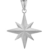 Claddagh Gold Enchanting North Star Charm Pendant in Sterling Silver Satin Finish