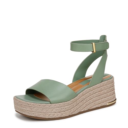 Franco Sarto Womens Terry5 Espadrille Wedge Sandal Green Leather 5 M