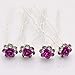 Pack of 20pcs Purple Rose Crystal Rhinestones Hair Pin Bridal Wedding Flower Hair Clip By Catalina