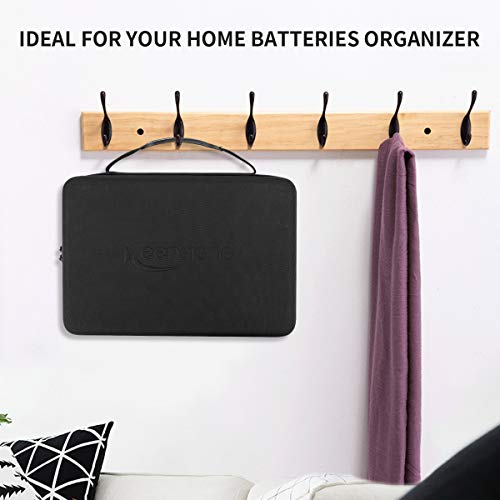 Keenstone Organizador de Batería, Caja Organizadora de Pilas Dura con Capacidad para 139 Pilas AA AAA C D 9V y con Comprobador de Batería - Compatible con Digital Battery Tester BT-168
