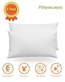 Pillowcases Queen Size Set of 2, Antibacterial Pillow Cases, Soft Comfortable Pillow Covers, Anti-Microbial and Hypoallergenic Dust Mite Pillow Protectors, White (20