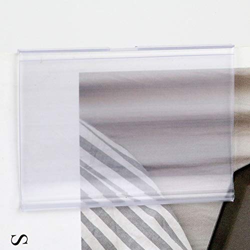 Buorsa Pack of 50 Price Label Holder Clear Plastic Wire Shelf Retail Label Holder Merchandise Sign Display Holder,6x4cm