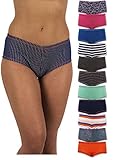 Sexy Basics Women's 12 Pack Cotton Stretch Boyshort Panties (X-Large ( 8 ), 12 Pack - Mix Variety Solid Colors & Fashion Prints)