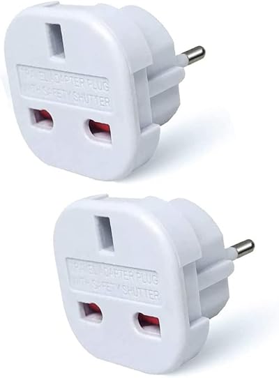 MOBIBAY Pack of 2 Travel Adaptor UK to EU Plug Adapter 3 Pin to 2 Pin