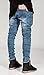 OLRIK Mens Skinny Runway Distressed Slim Denim Biker Jeans Hiphop Pants, 35 (US tag 36)