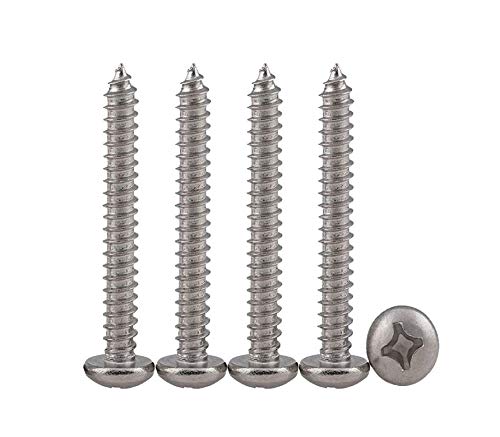 Drenky M4X40 100PCS Phillips Pan Head Screws 304 Stainless Steel Self-Tapping Screws Self-drilling Wood Screws Standard Cross Groove Full Thread Woodworking Fastener