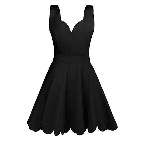 Dreaweet Women's V-Neck Sleeveless Scalloped A-Line Cocktail Party Wedding Dress