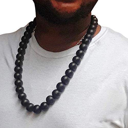 All Black Wood Bead Necklace by 