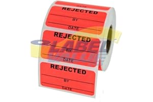 Rejected Inventory Labels, 2” x 1”, 500 Labels/Roll | Indicate Inventory or Retail Products That are Rejected - Fluorescent Red with “Rejected” in Bold | LabelValue Brand