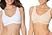 Fruit of the Loom Women's Front Close Builtup Sports Bra, Sand/White 2-Pack, 44