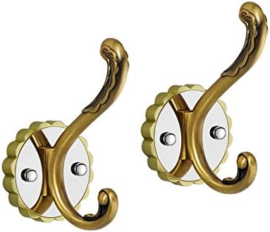 Art Deco Style Bathroom Single Metal Wall-mounted Hook - 2 Pack - Bathrobe Hook - Towel Hook (Brass)
