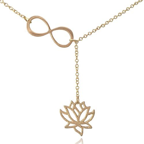 COS (TM) Lotus Flower Necklace (Gold with Infinity)