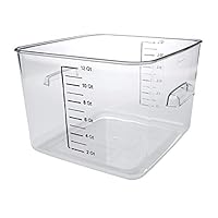 Rubbermaid Commercial Products Plastic Space Saving Square Food Storage Container For Kitchen/Sous Vide/Food Prep, 12 Quart, Clear (Fg631200Clr)