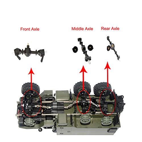 Metal Gear Sturdy Front +Central +Rear Axle Assembly Spare Part for WPL B36 B16 (Black)