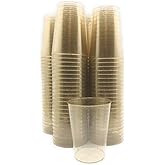 Oojami Gold Glitter Plastic Cups – 10 oz BPA-Free Disposable Party Cups, Durable and Reusable Drinkware for Events, Weddings, Birthdays, 50 Pack